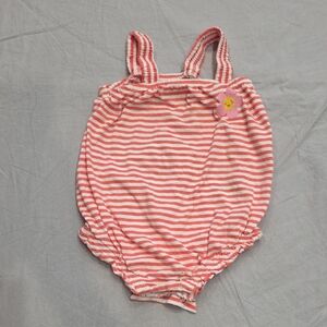 Old Navy Coral and White Striped Baby Romper